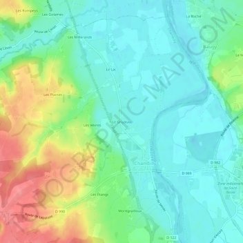 Mapa topográfico Le Gruzeau, altitude, relevo