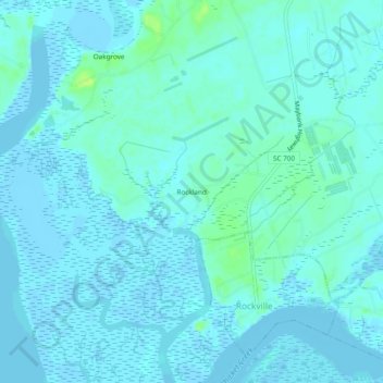 Mapa topográfico Rockland, altitude, relevo