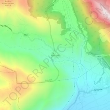 Mapa topográfico Santa Jona, altitude, relevo