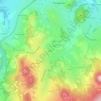 Mapa topográfico Laprat, altitude, relevo