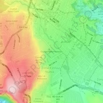 Mapa topográfico Ciudad Reformadores, altitude, relevo