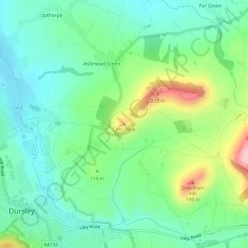 Mapa topográfico Cam Peak, altitude, relevo