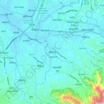 Mapa topográfico Phaudegau, altitude, relevo