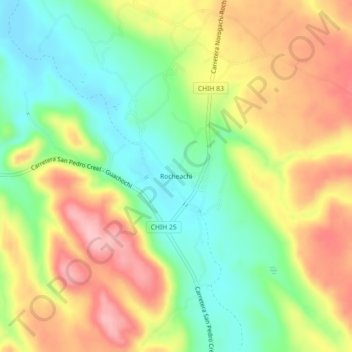 Mapa topográfico Rocheachi, altitude, relevo
