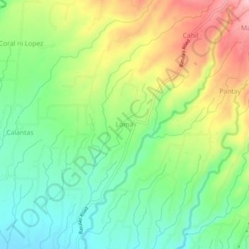 Mapa topográfico Loma, altitude, relevo