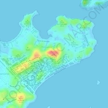 Mapa topográfico Morro da Bela Vista, altitude, relevo