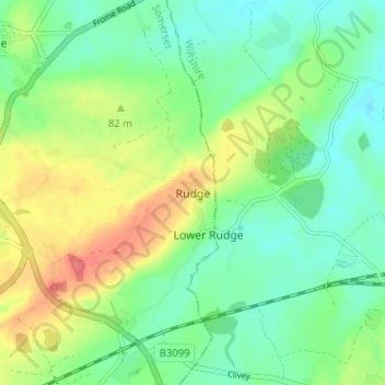 Mapa topográfico Rudge, altitude, relevo
