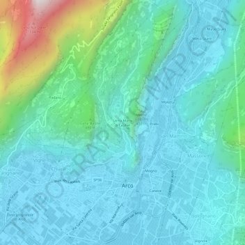 Mapa topográfico Santa Maria di Laghel, altitude, relevo