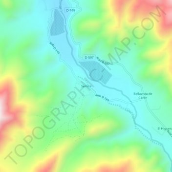 Mapa topográfico Semita, altitude, relevo