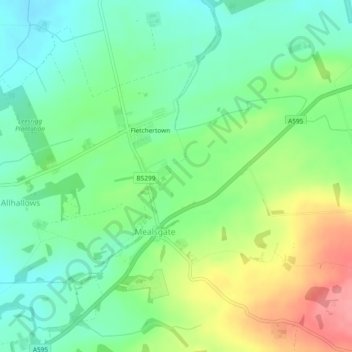 Mapa topográfico Mealsgate, altitude, relevo