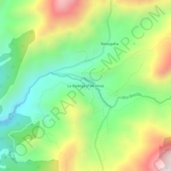 Mapa topográfico La Bodega (Palestina), altitude, relevo