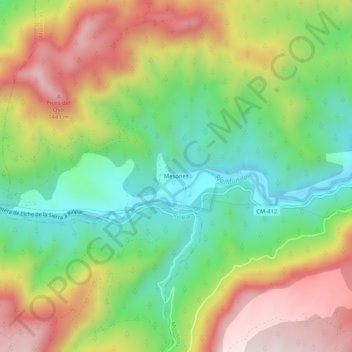 Mapa topográfico Mesones, altitude, relevo