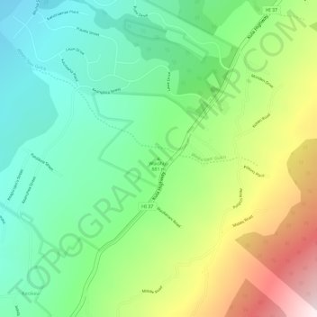Mapa topográfico Waiohuli, altitude, relevo
