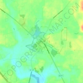 Mapa topográfico Hillsboro, altitude, relevo