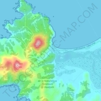Mapa topográfico Lenga, altitude, relevo