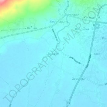 Mapa topográfico Babalan, altitude, relevo