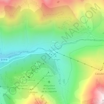 Mapa topográfico Tournaboup, altitude, relevo