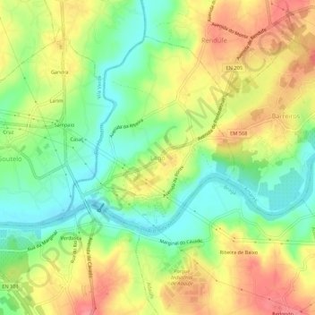 Mapa topográfico Lago, altitude, relevo