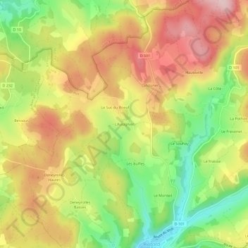 Mapa topográfico L'Aulagnier, altitude, relevo