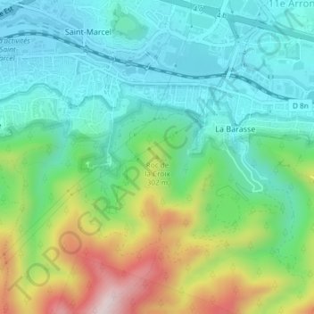 Mapa topográfico Roc de la Croix, altitude, relevo