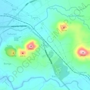 Mapa topográfico Paulog, altitude, relevo