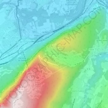 Mapa topográfico Monnetier, altitude, relevo