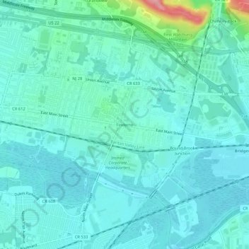 Mapa topográfico Finderne, altitude, relevo