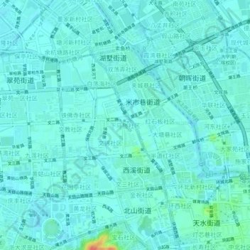 Mapa topográfico 下马塍社区, altitude, relevo