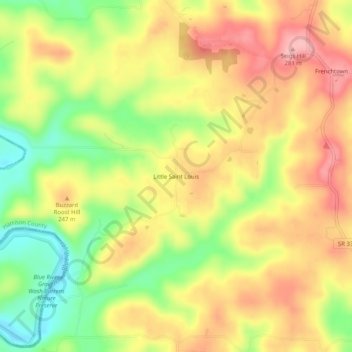 Mapa topográfico Little Saint Louis, altitude, relevo