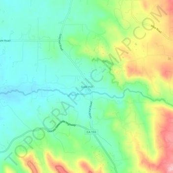 Mapa topográfico Gold Hill, altitude, relevo