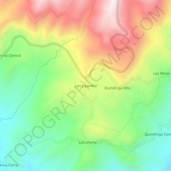 Mapa topográfico Larca pamba, altitude, relevo