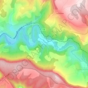 Mapa topográfico Nojaret, altitude, relevo