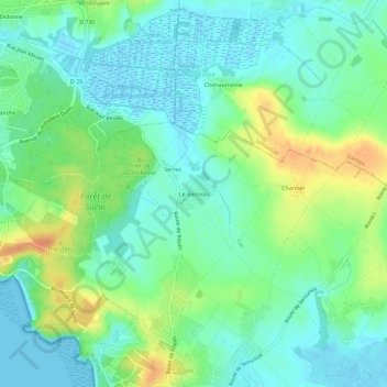 Mapa topográfico Le Berceau, altitude, relevo