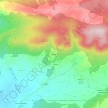 Mapa topográfico Tedejo, altitude, relevo