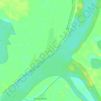 Mapa topográfico Juancito, altitude, relevo