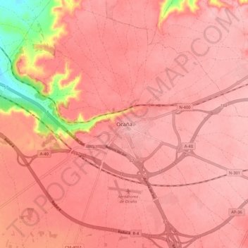 Mapa topográfico Ocaña, altitude, relevo