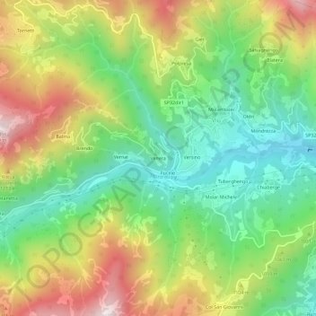 Mapa topográfico Venera, altitude, relevo