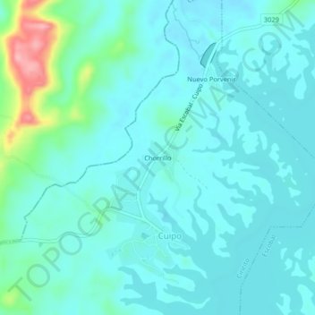 Mapa topográfico Chorrillo, altitude, relevo