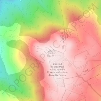 Mapa topográfico Iroite, altitude, relevo