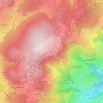 Mapa topográfico Gimel, altitude, relevo