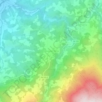 Mapa topográfico Freixo da Serra, altitude, relevo