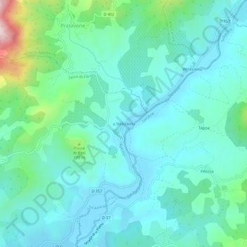 Mapa topográfico Stiliccione, altitude, relevo