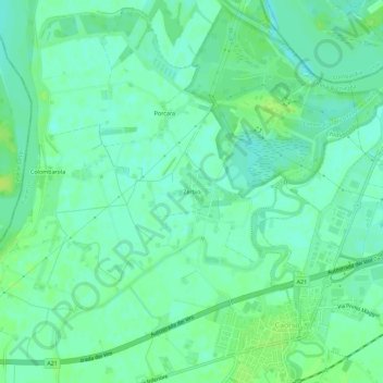 Mapa topográfico Zerbio, altitude, relevo