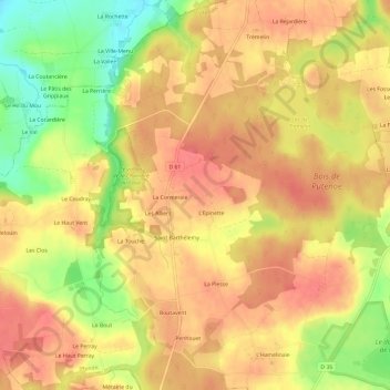 Mapa topográfico Les Hayages, altitude, relevo