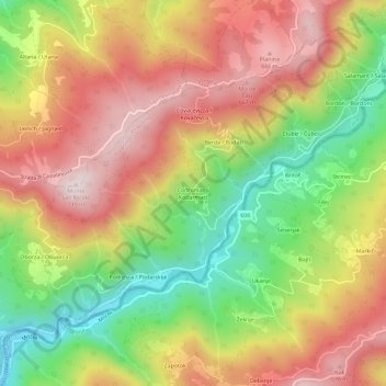 Mapa topográfico Codromaz, altitude, relevo