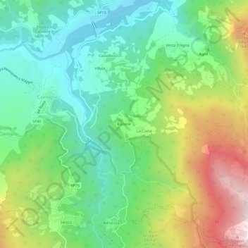 Mapa topográfico Ballone, altitude, relevo