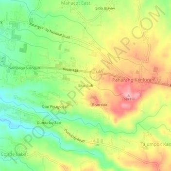 Mapa topográfico Sitio Buli, altitude, relevo