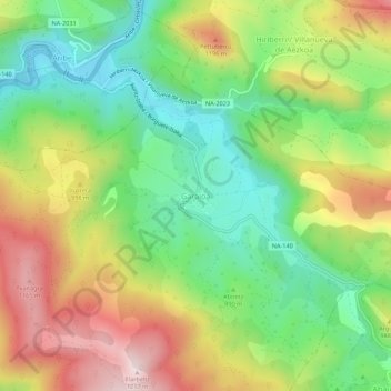 Mapa topográfico Garaioa, altitude, relevo