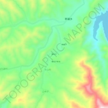 Mapa topográfico 李杖子, altitude, relevo