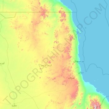 Mapa topográfico Mar Vermelho, altitude, relevo